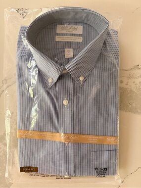 Gold Label Slim Fit Light Blue Micro-Check Dress Shirt